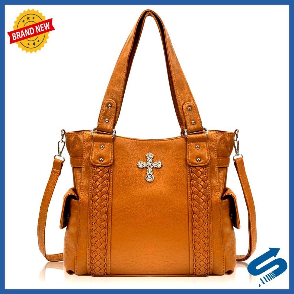 Large Hobo Tote with Adjustable Crossbody Strap, Vintage Western Style